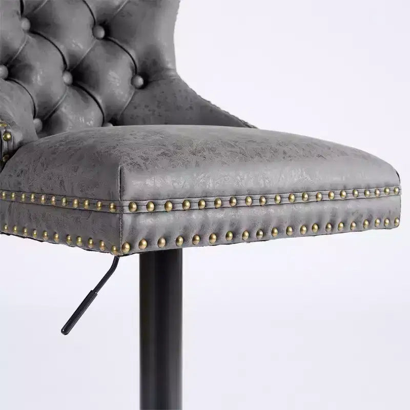 Tabouret de bar pivotant et rembourré de style moderne avec dossier capitonné