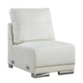 Royal Hampton Modular Armless Lounge Chair; Chrome Metal; White Faux Leather