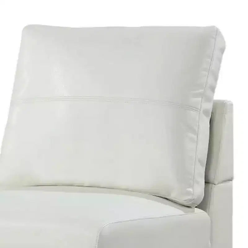 Fauteuil modulable sans accoudoirs ; métal chromé ; cuir artificiel blanc