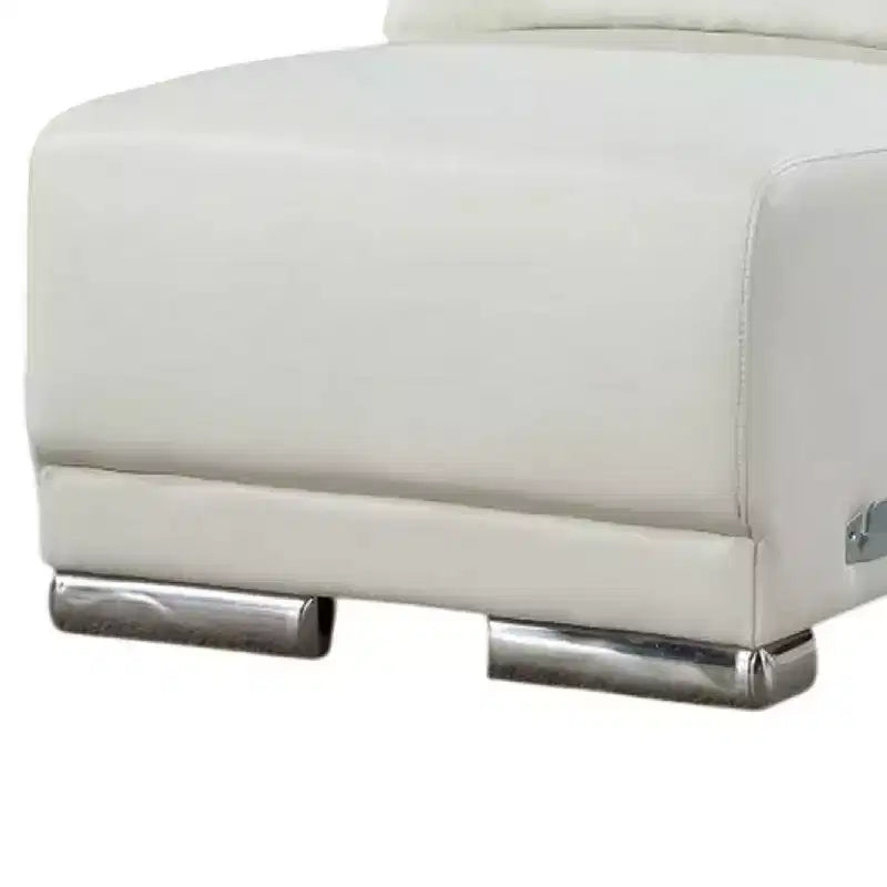 Fauteuil modulable sans accoudoirs ; métal chromé ; cuir artificiel blanc