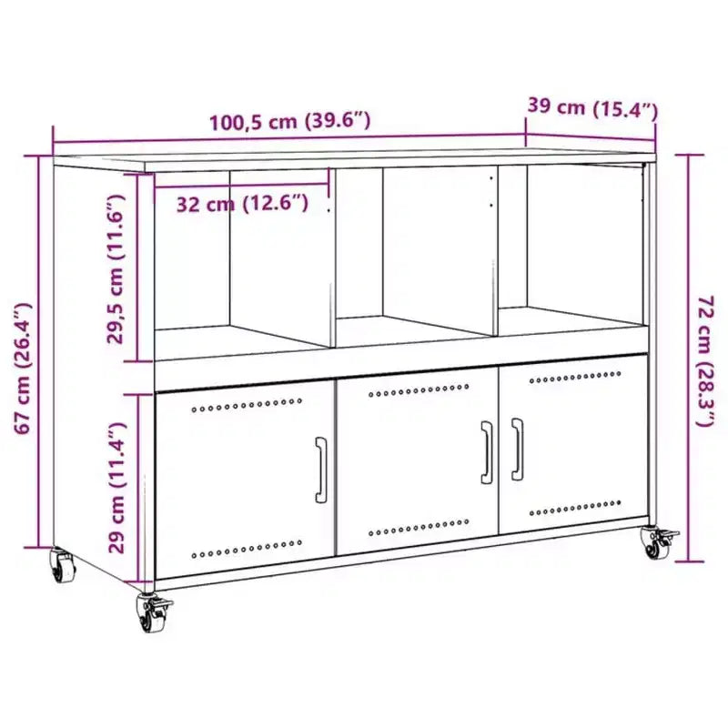 Buffet Acier laminé à froid noir Armoire moyenne Rectangulaire
