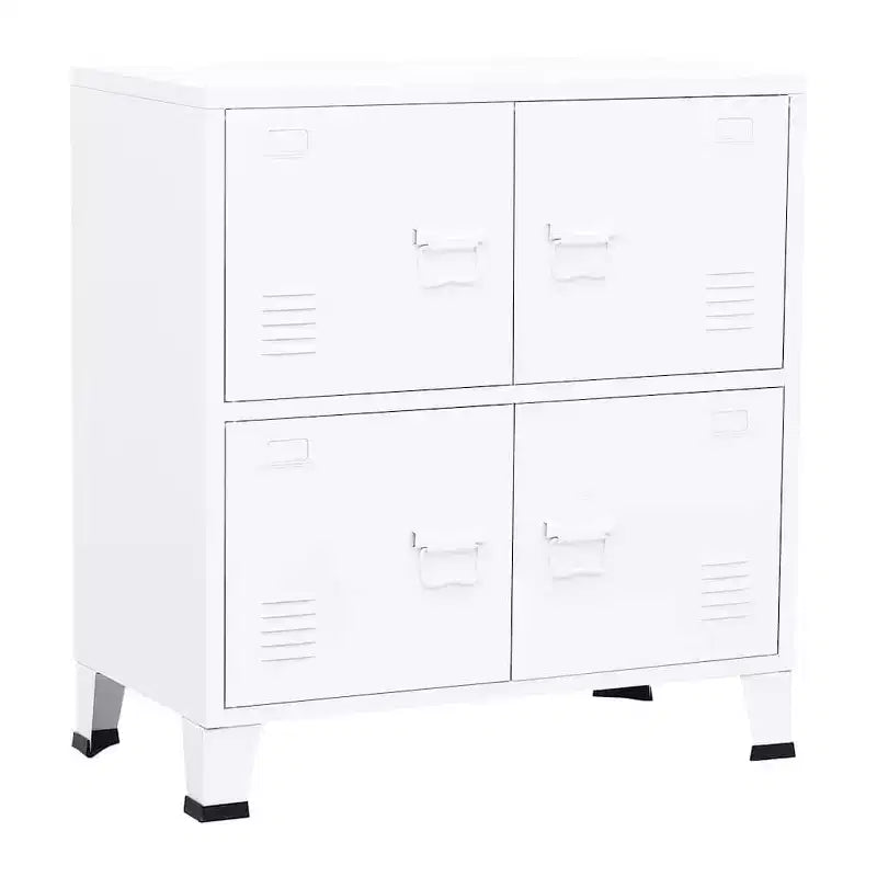 vidaXL Storage Chest White Steel; plastic 29.5x15.7x31.5 in