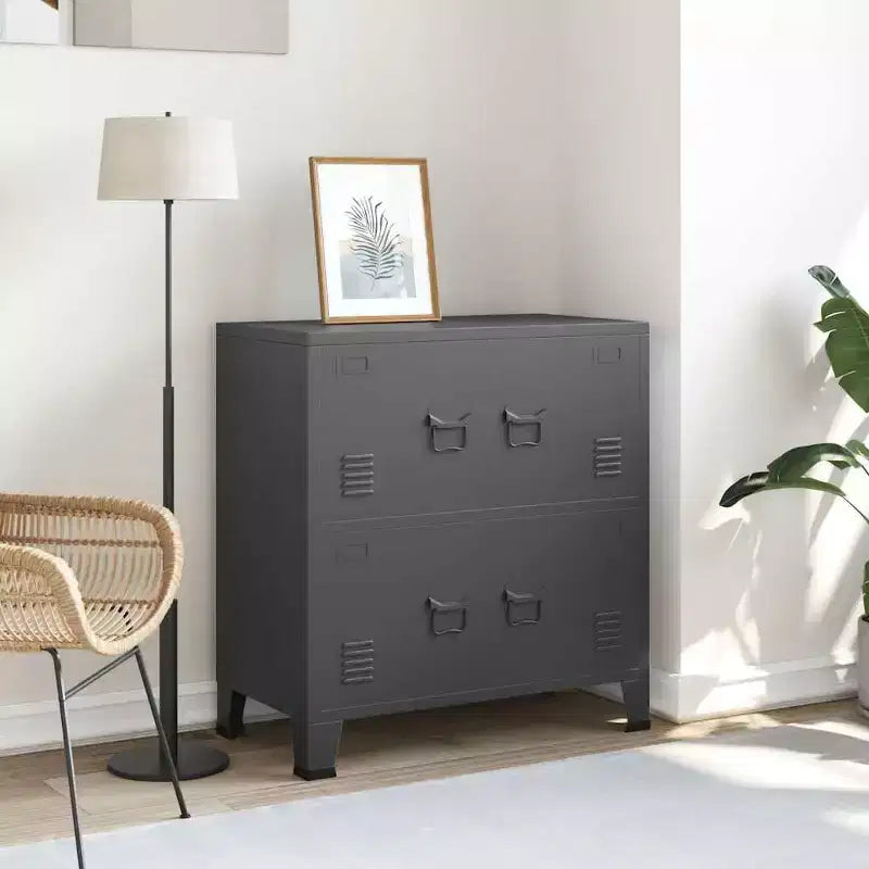Coffre de rangement en acier blanc