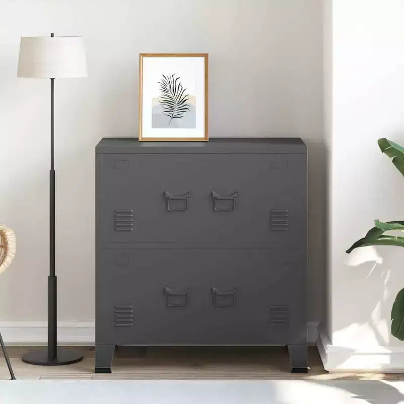 Coffre de rangement en acier blanc