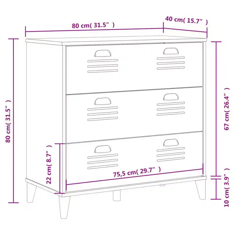 Meuble de Rangement à Tiroirs pour Salon en Pin Massif