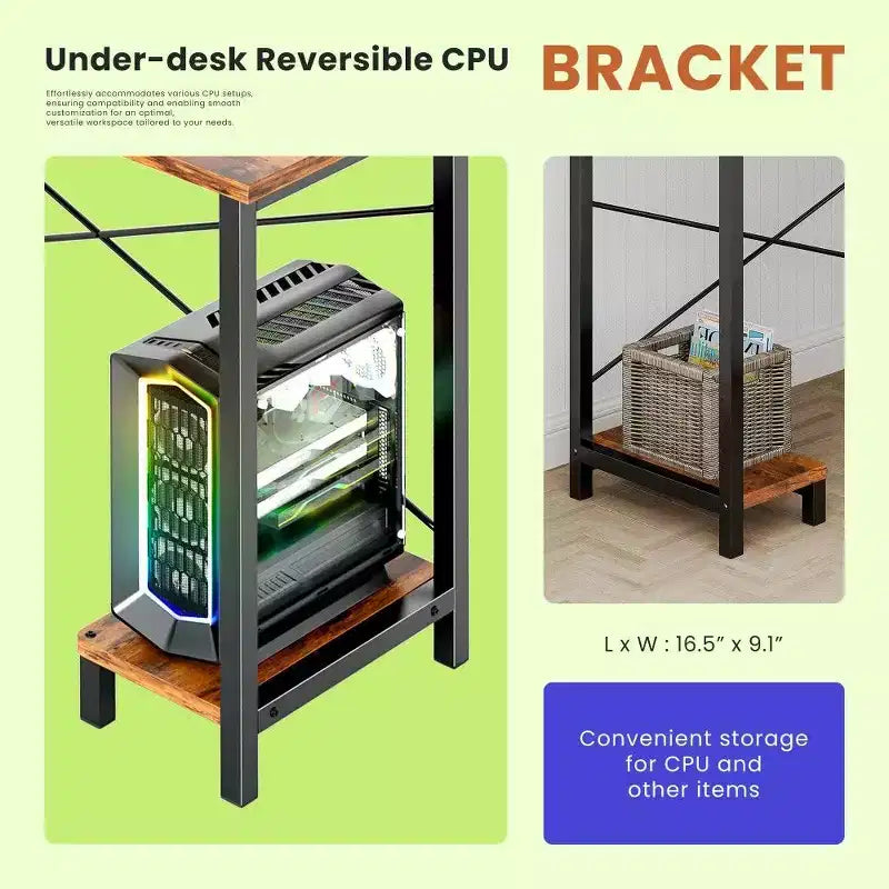 Table de jeu en L ; table d'angle à cadre métallique