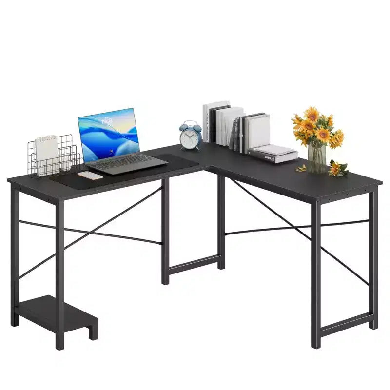TUYOHW L Shaped Gaming Desk;Metal Frame Corner Desk with CPU Stand & Side Storage;Waterproof Desktop for Home Office