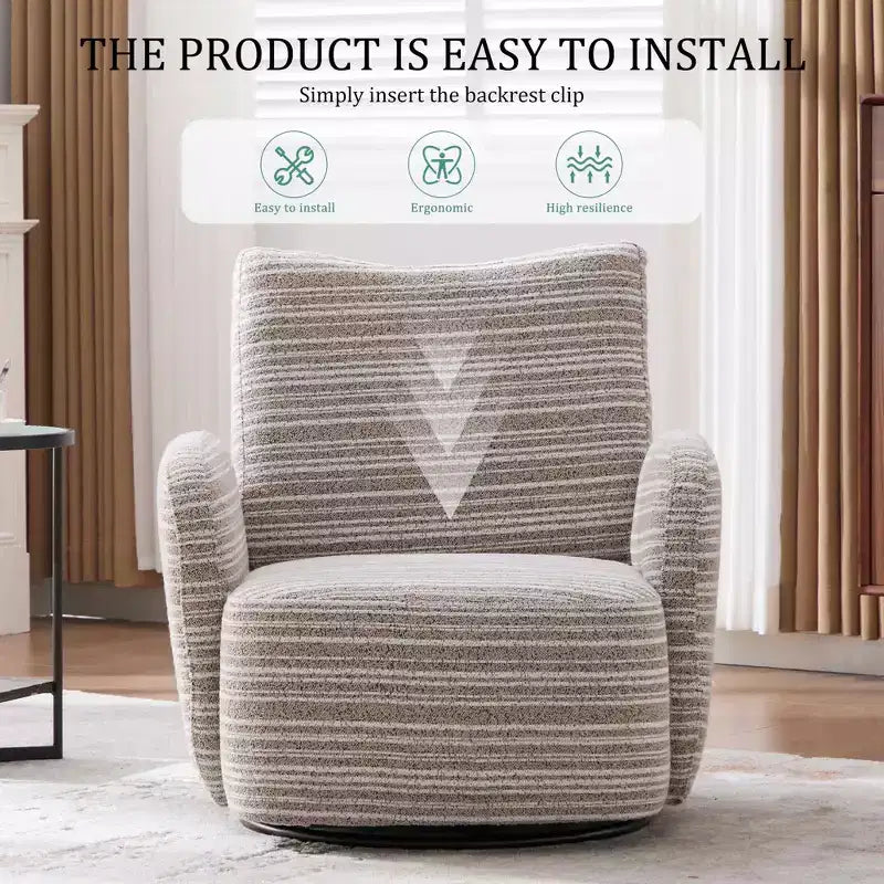 Chaise baquet pivotante en tissu de velours duveteux