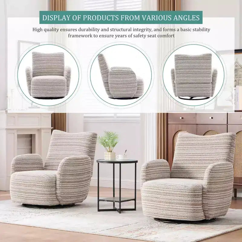 Chaise baquet pivotante en tissu de velours duveteux