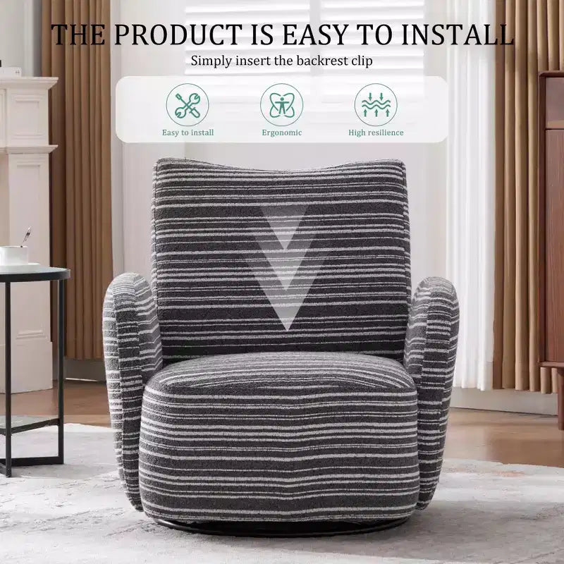 Chaise baquet pivotante en tissu de velours duveteux