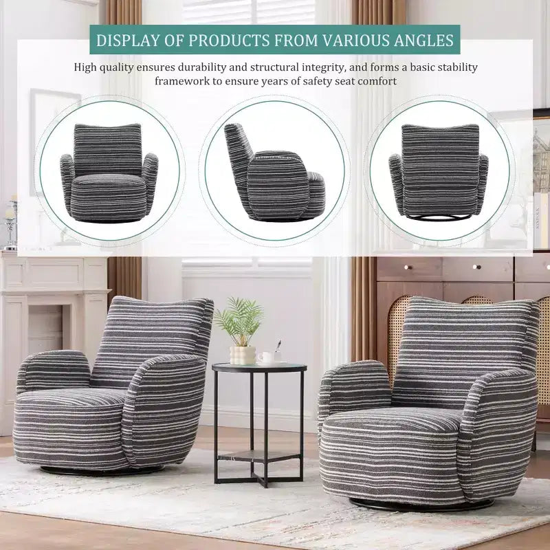 Chaise baquet pivotante en tissu de velours duveteux