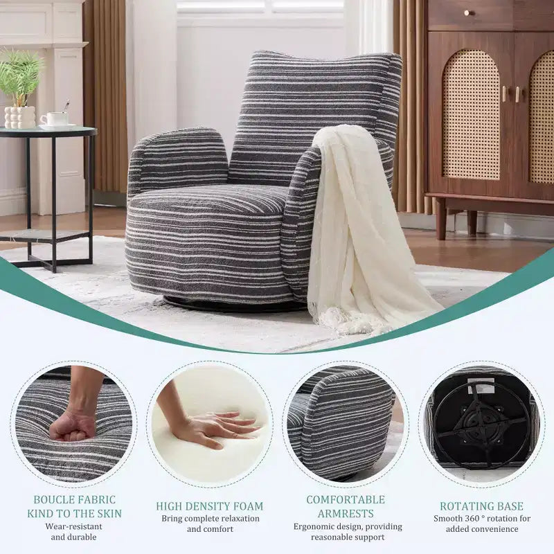 Chaise baquet pivotante en tissu de velours duveteux