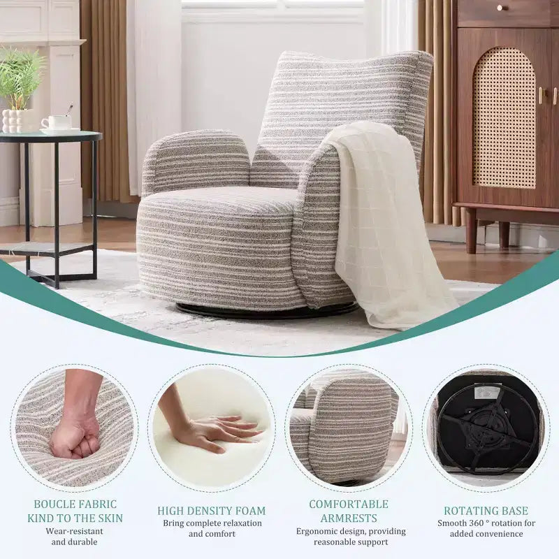 Chaise baquet pivotante en tissu de velours duveteux
