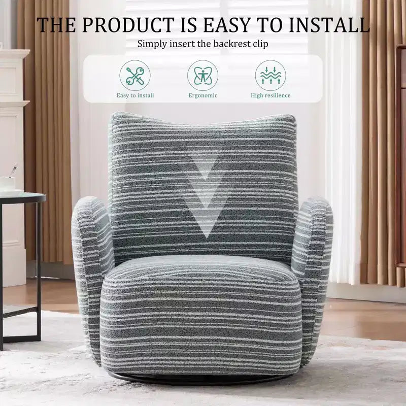 Chaise baquet pivotante en tissu de velours duveteux