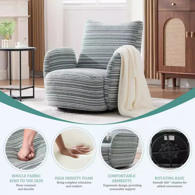 Chaise baquet pivotante en tissu de velours duveteux