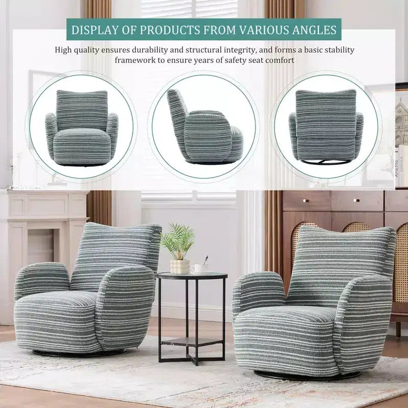 Chaise baquet pivotante en tissu de velours duveteux