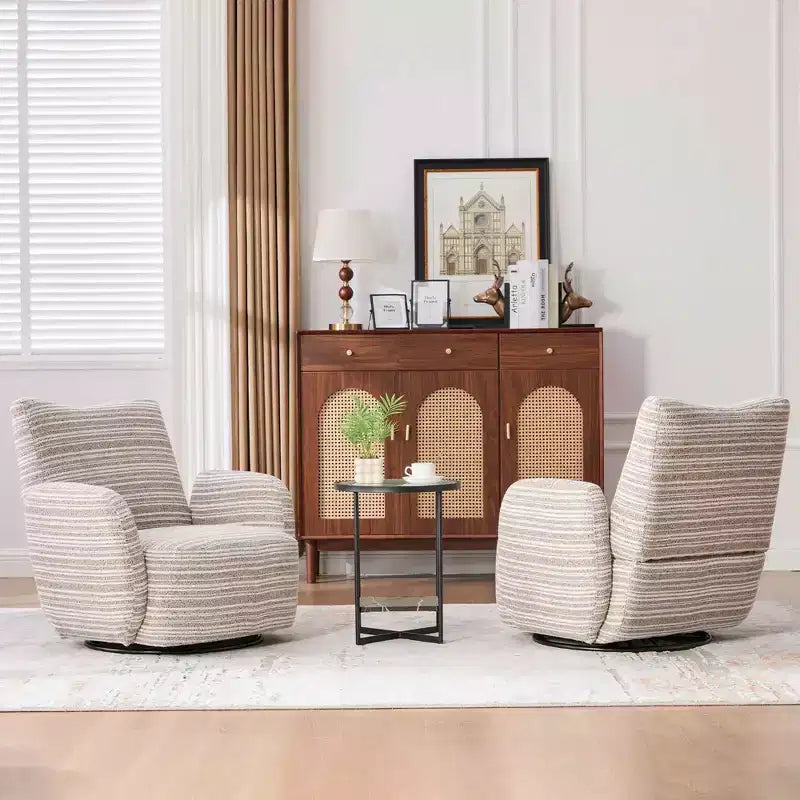 MAYEERTY 360 Swivel Barrel Chair; Fluffy Velvet; Living Room Office; Multi-Color