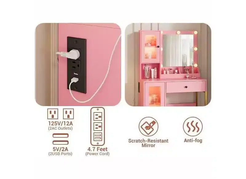 Coiffeuse moderne avec miroir et station de charge