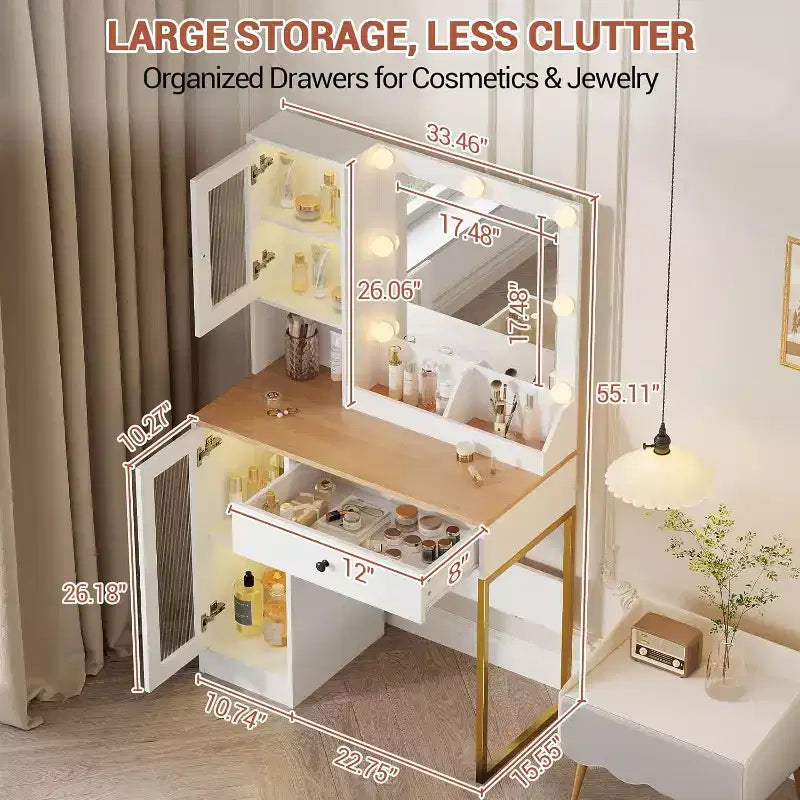Coiffeuse moderne avec miroir et station de charge