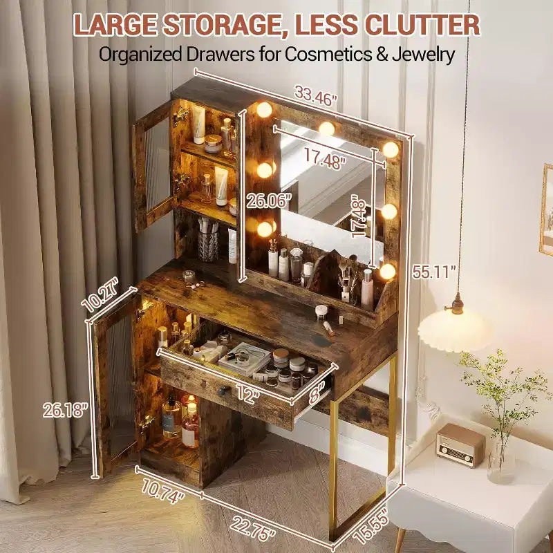Coiffeuse moderne avec miroir et station de charge