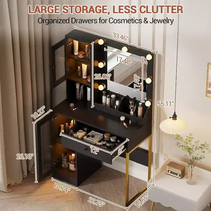 Coiffeuse moderne avec miroir et station de charge