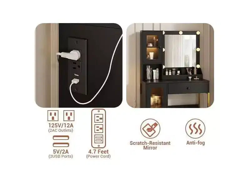 Coiffeuse moderne avec miroir et station de charge
