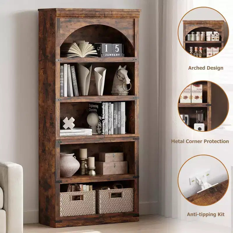 Bibliothèque à arche de style rustique
