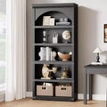 Farmhouse Arched Bookcase; 68.7 Tall Bookshelf w/Arche Design; Wooden Arch Bookshelf with Wooden Base; 5 Tier Bookshelves Rustic Vintage Book Shelf