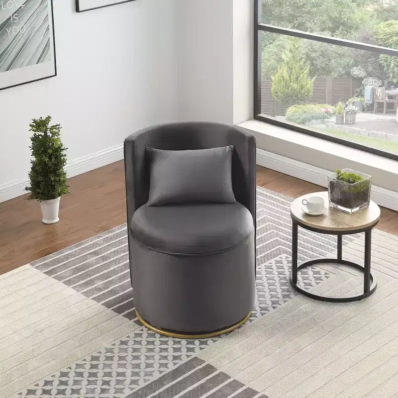 Fauteuil courbé en velours capitonné ; avec fonction de rangement