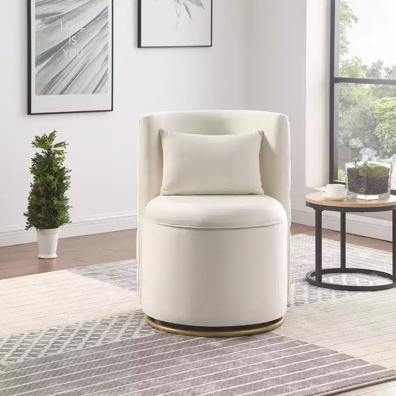 Fauteuil courbé en velours capitonné ; avec fonction de rangement