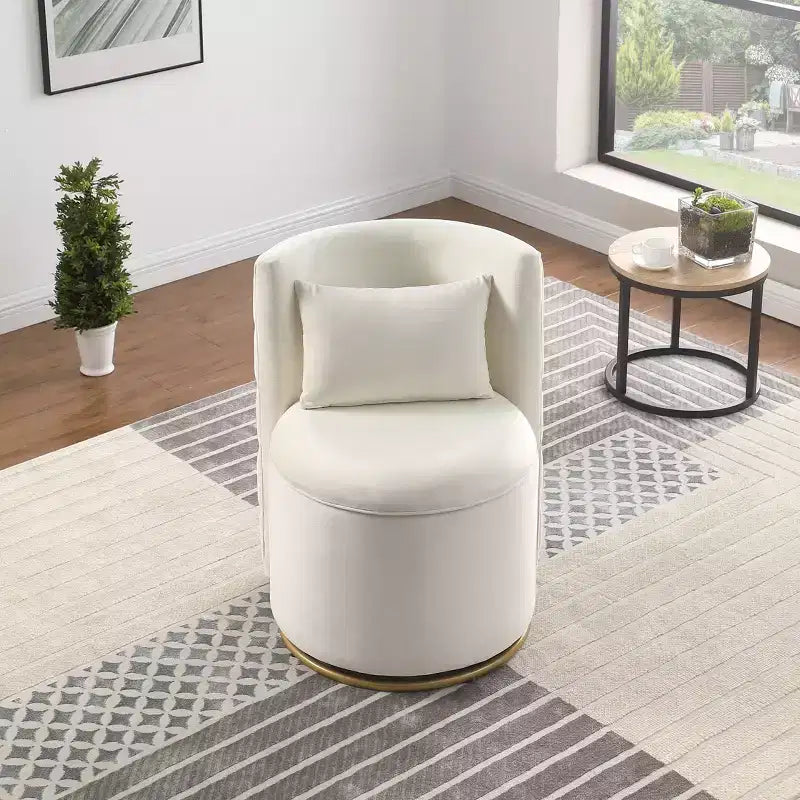 Fauteuil courbé en velours capitonné ; avec fonction de rangement