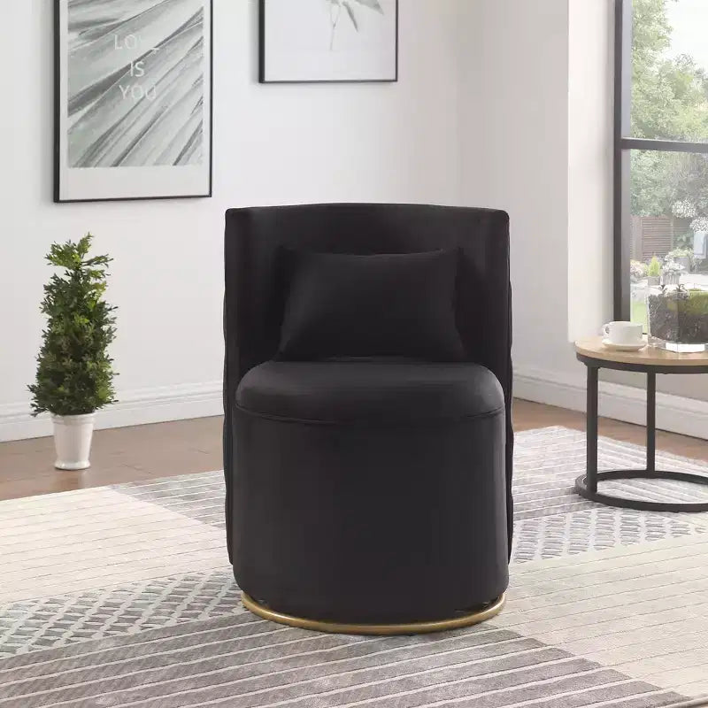 Fauteuil courbé en velours capitonné ; avec fonction de rangement
