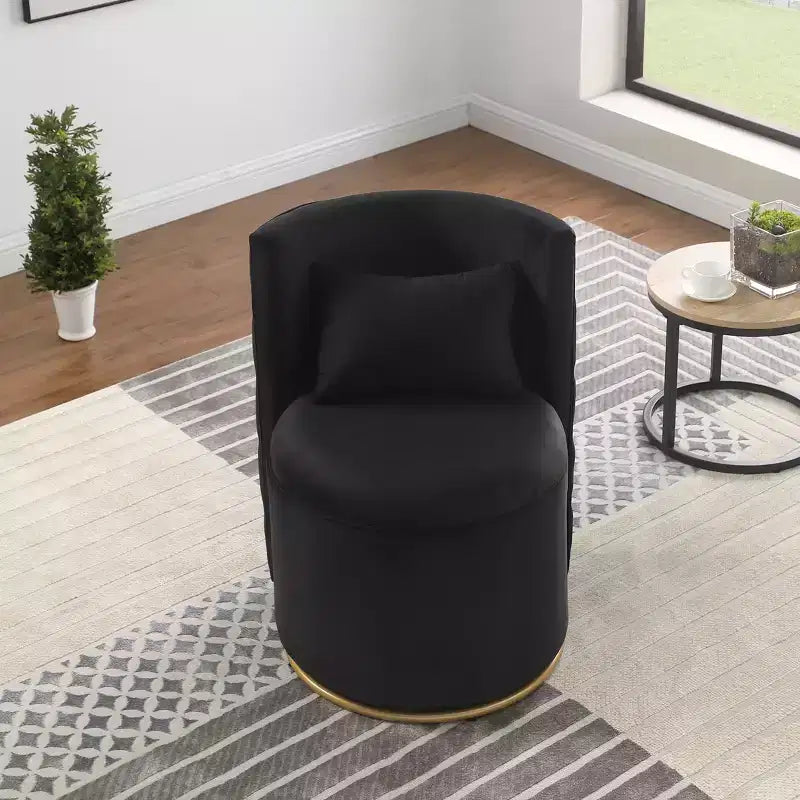 Fauteuil courbé en velours capitonné ; avec fonction de rangement