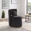 Fauteuil courbé en velours capitonné ; avec fonction de rangement