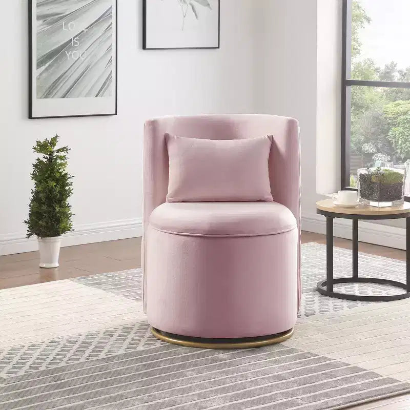 Fauteuil courbé en velours capitonné ; avec fonction de rangement