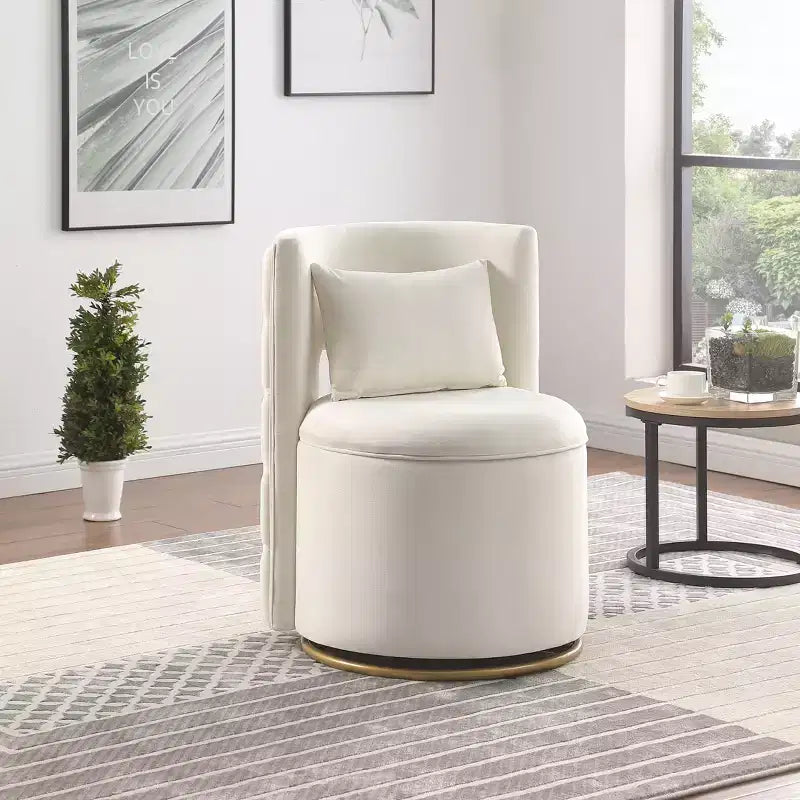 TUYOHW Swivel Accent Chair;Velvet Upholstered Curved Chair with Gold Metal Base;Storage Function;Lounge Chair for Living Room;Nursery;Bedroom