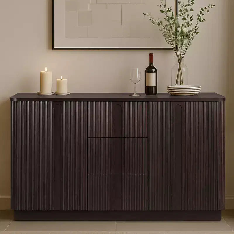 Teamson Home Potomac Modern Boho Solid Wood Sideboard with 3 Drawers; 2 Doors; Adjustable Shelf; & Push to Open Storage