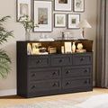 Acekool 7-Drawer Dresser with Charging Station; Modern Chest with Open Compartments; App Lighting; Storage Organizer for Bedroom & Closet