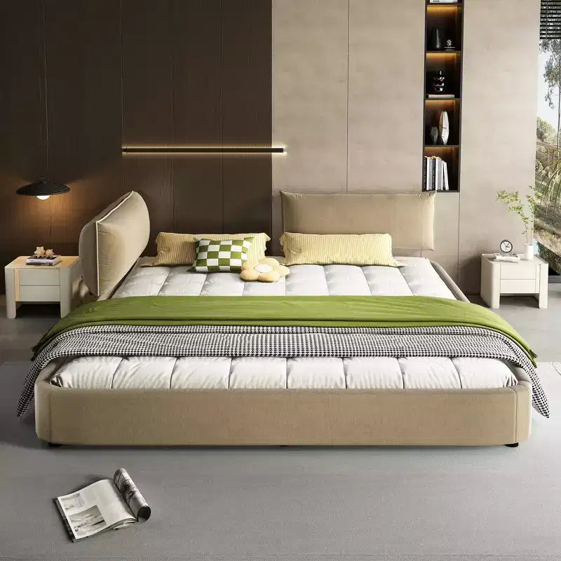 Cadre de lit king-size en nuage ; lit tapissé de chenille