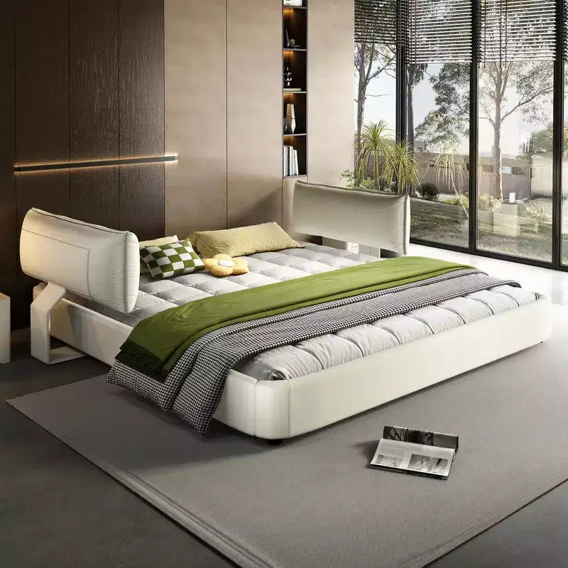 Cadre de lit king-size en nuage ; lit tapissé de chenille