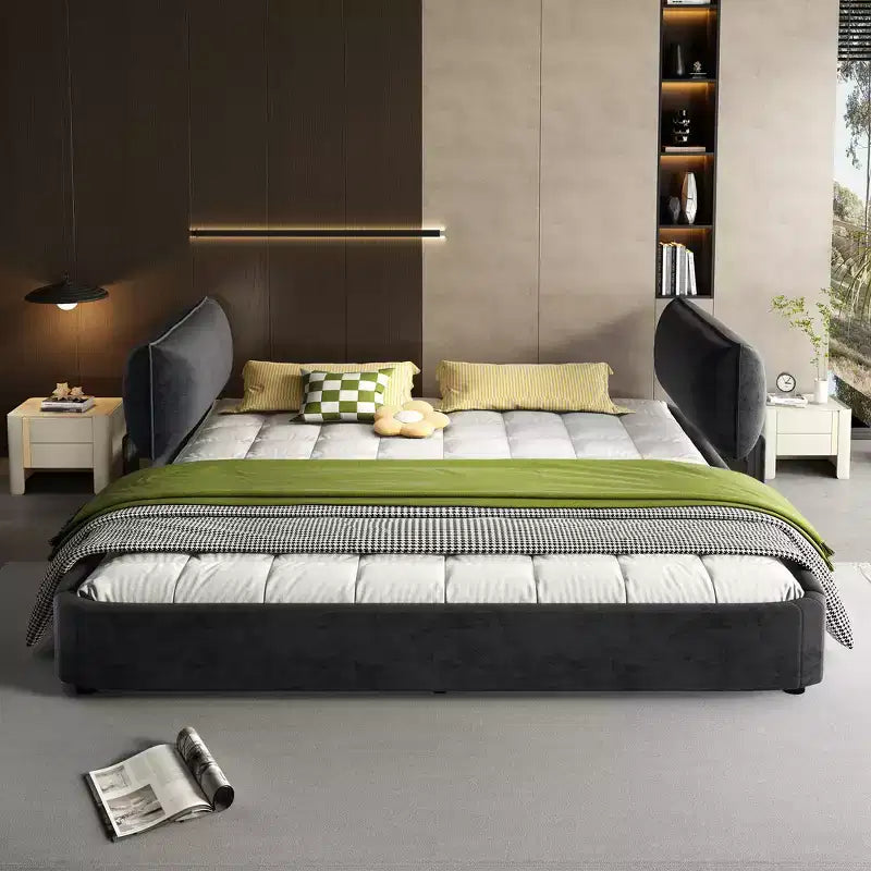 Cadre de lit king-size en nuage ; lit tapissé de chenille