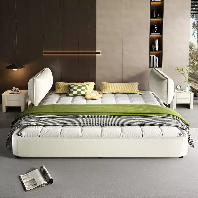 Cadre de lit king-size en nuage ; lit tapissé de chenille