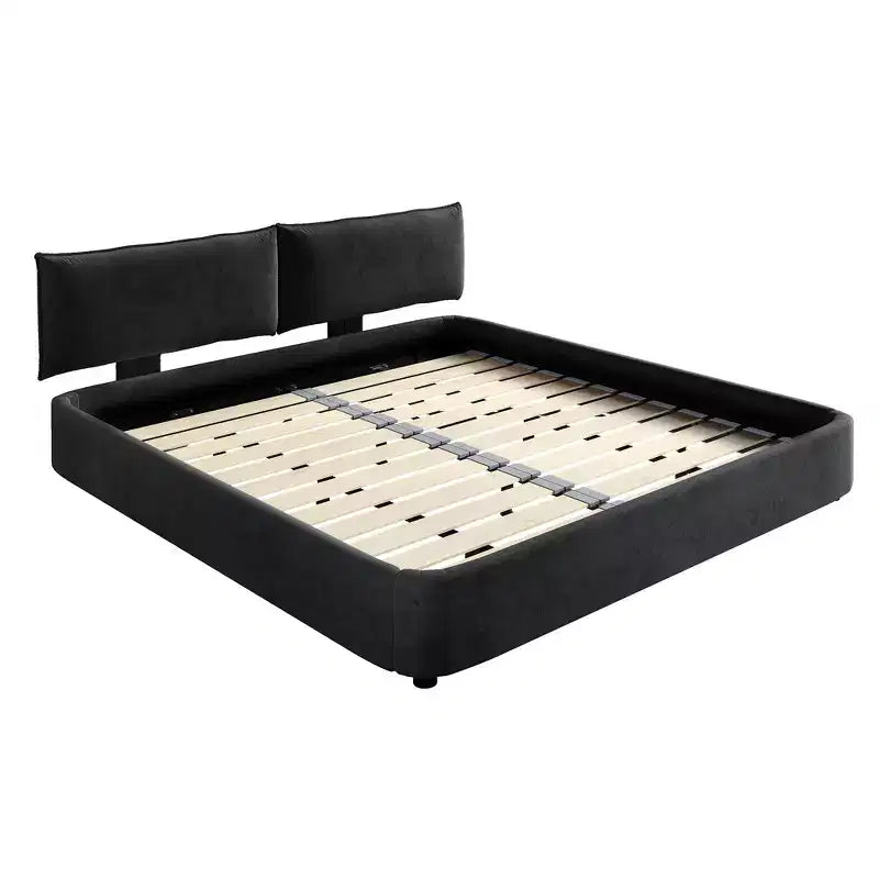 Cadre de lit king-size en nuage ; lit tapissé de chenille