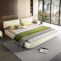 Whisen King Size Cloud Bed Frame; Chenille Upholstered Bed with Oversized Padded Movable Headboard; Round Corner