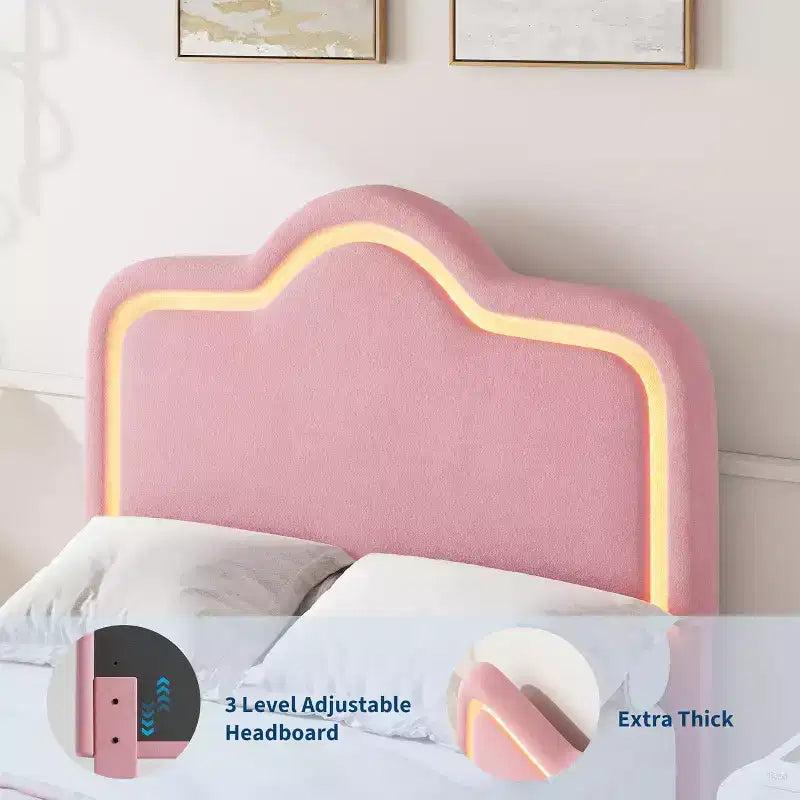 Cadre de lit plateforme pour enfant/fille de style princesse en velours
