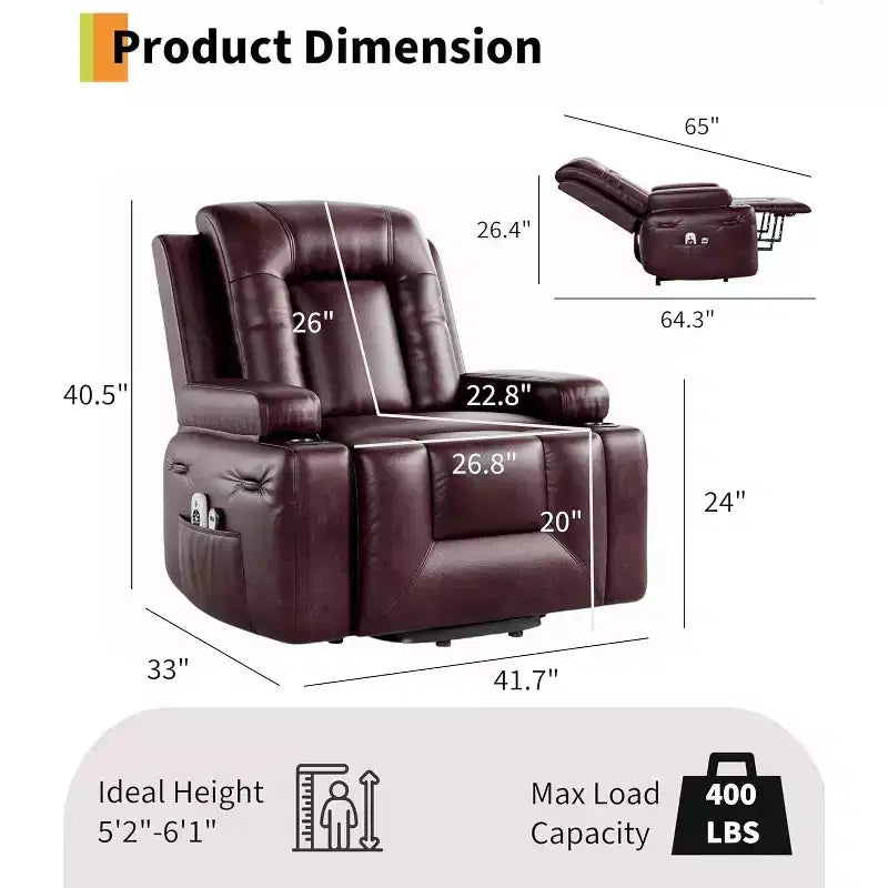 Fauteuil inclinable électrique releveur très grand format