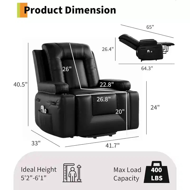 Fauteuil inclinable électrique releveur très grand format