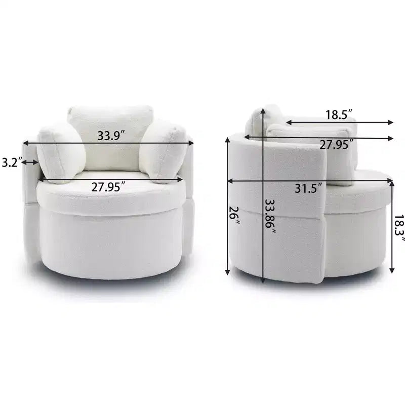 Fauteuil pivotant de rangement Teddy en tissu bouclette;
