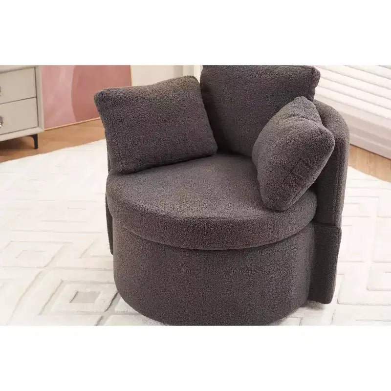 Fauteuil pivotant de rangement Teddy en tissu bouclette;