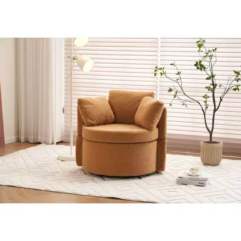 Fauteuil pivotant de rangement Teddy en tissu bouclette;